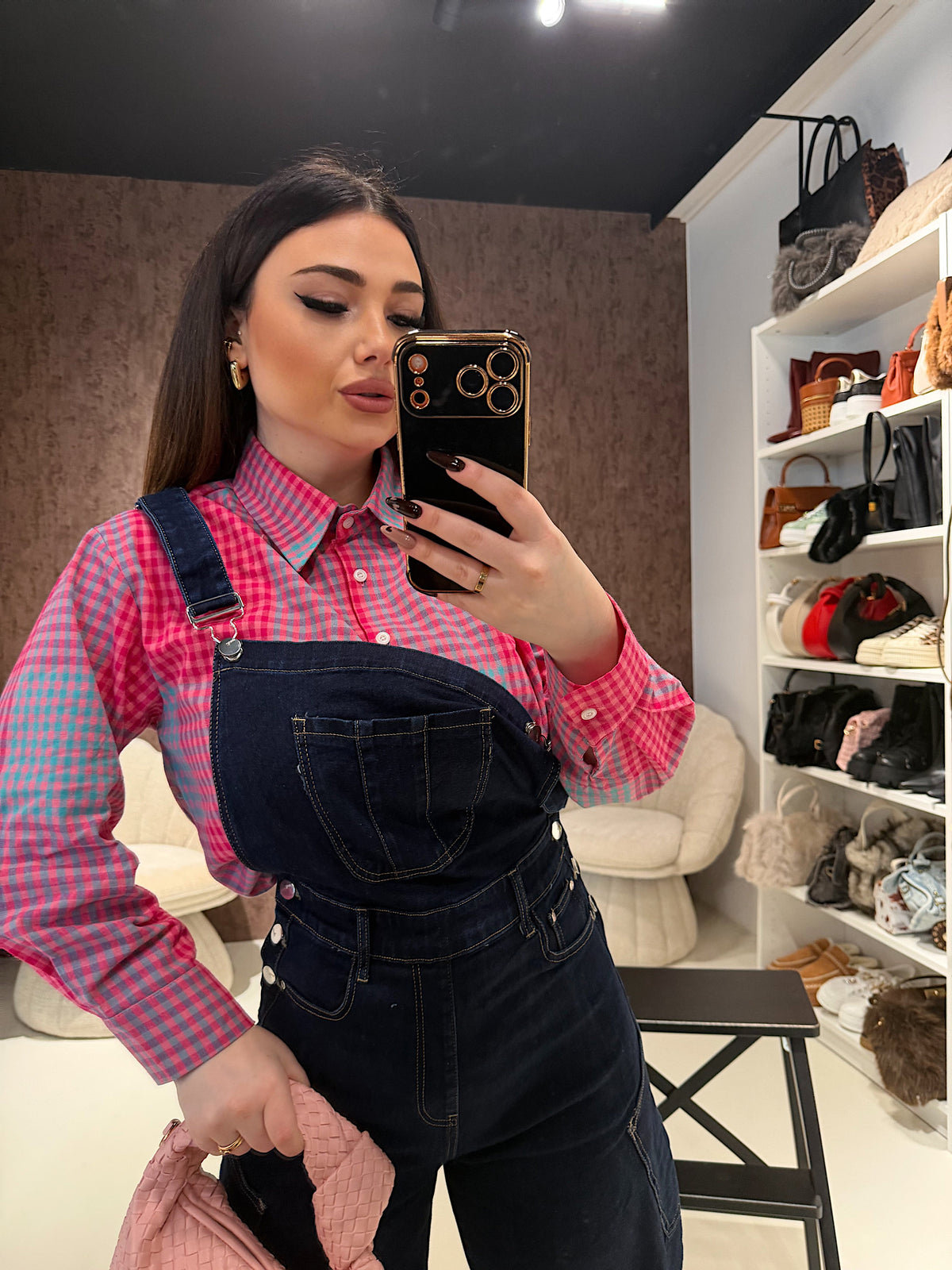 Salopette Denim Wide Leg con Spalline
