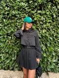Completo camicia e gonna gessato nero