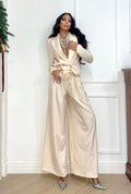 Set pantalone e giacca cipria