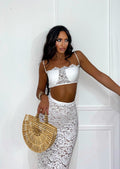 Completo top e gonna in pizzo bianco