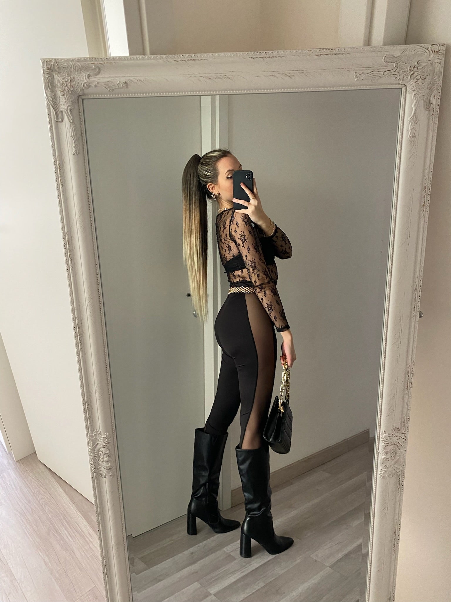 Leggins con trasparenza laterale