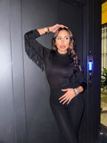 Body con frange nero