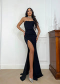Abito a sirena con push up e incrocio nero