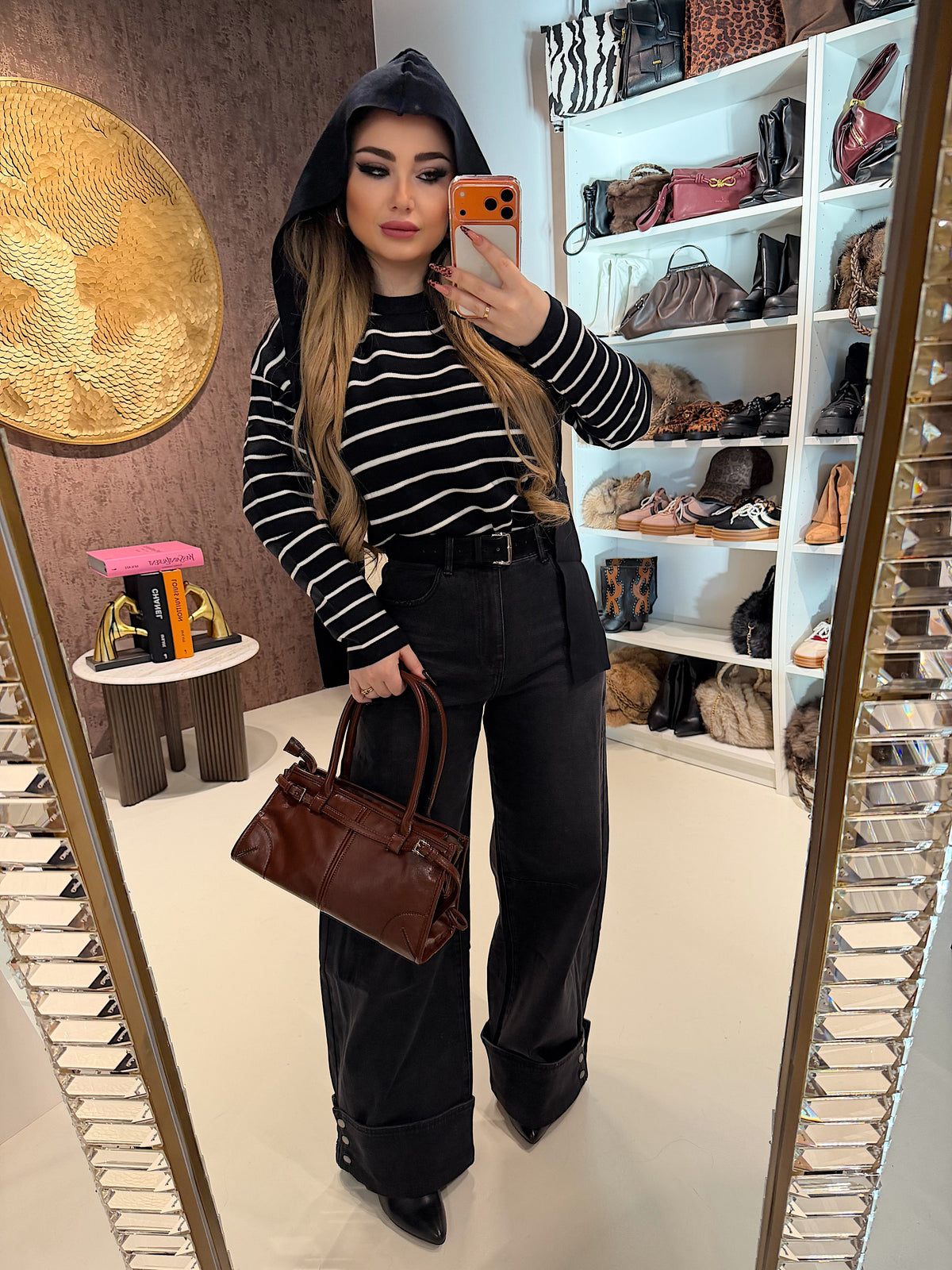 Jeans Turn Up Wide Leg con cintura