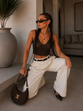 Top crochet con scollo a V