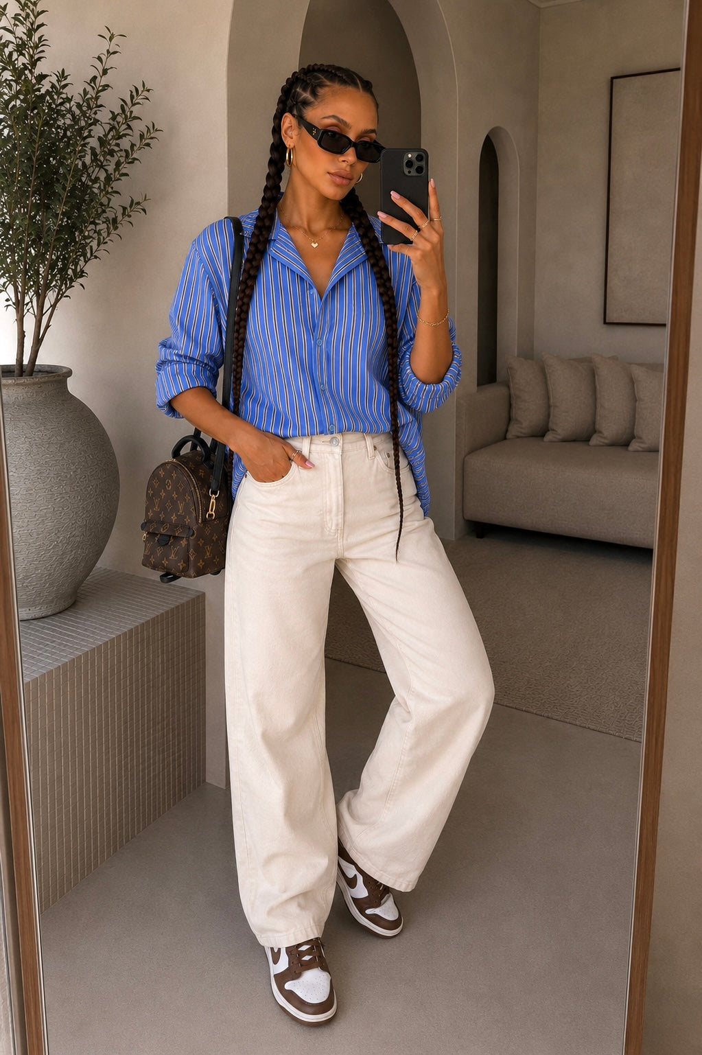 Camicia celeste a righe