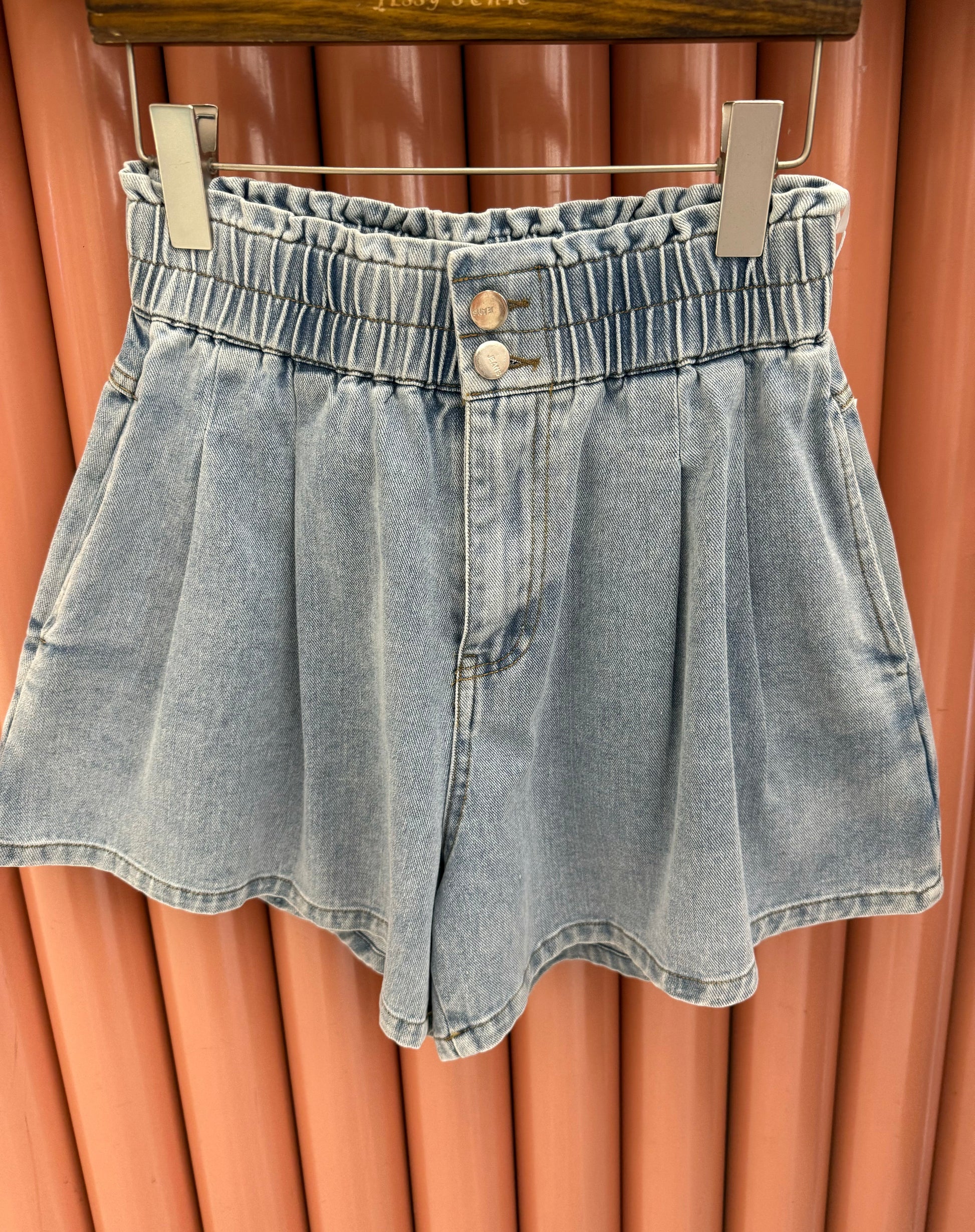 Short in jeans con elastico Light Blue