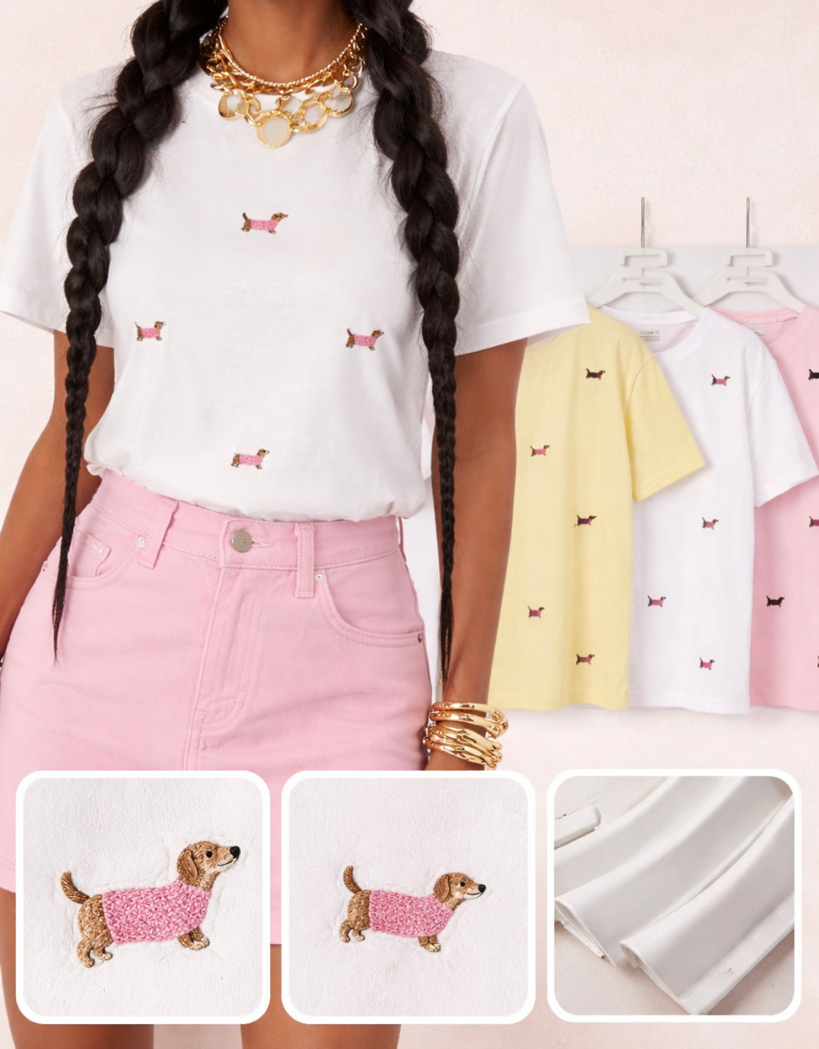 T-shirt Doggy Chic Ricamo Mini