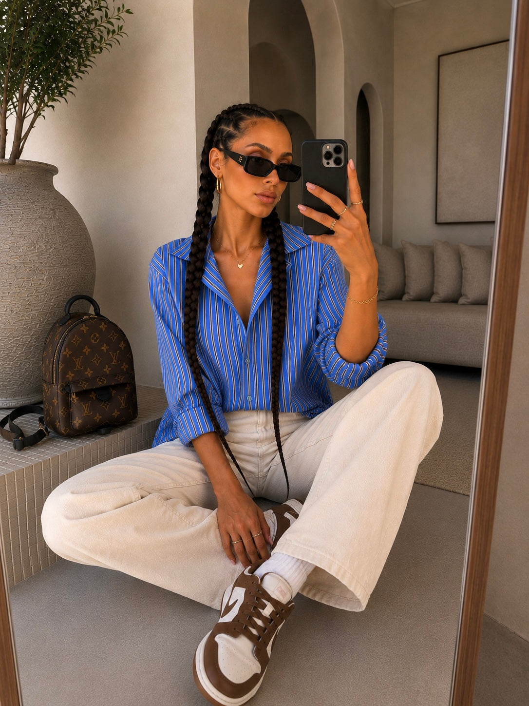 Camicia celeste a righe