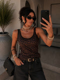 Canotta animalier mesh leopardata