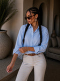 Camicia con collo e polsino a righe