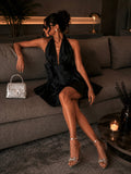 Abito satin con fiocco sul retro