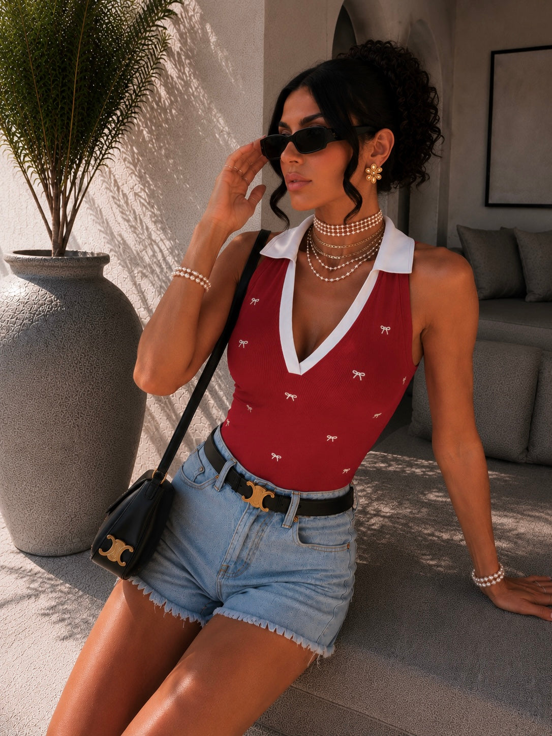 Body con fiocchetti e  colletto