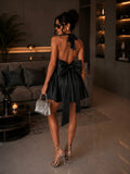 Abito satin con fiocco sul retro