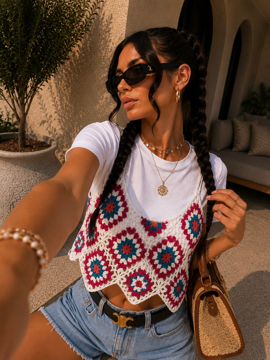 T-Shirt Crochet Flower Layer
