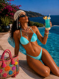 Bikini con cuore verde acqua