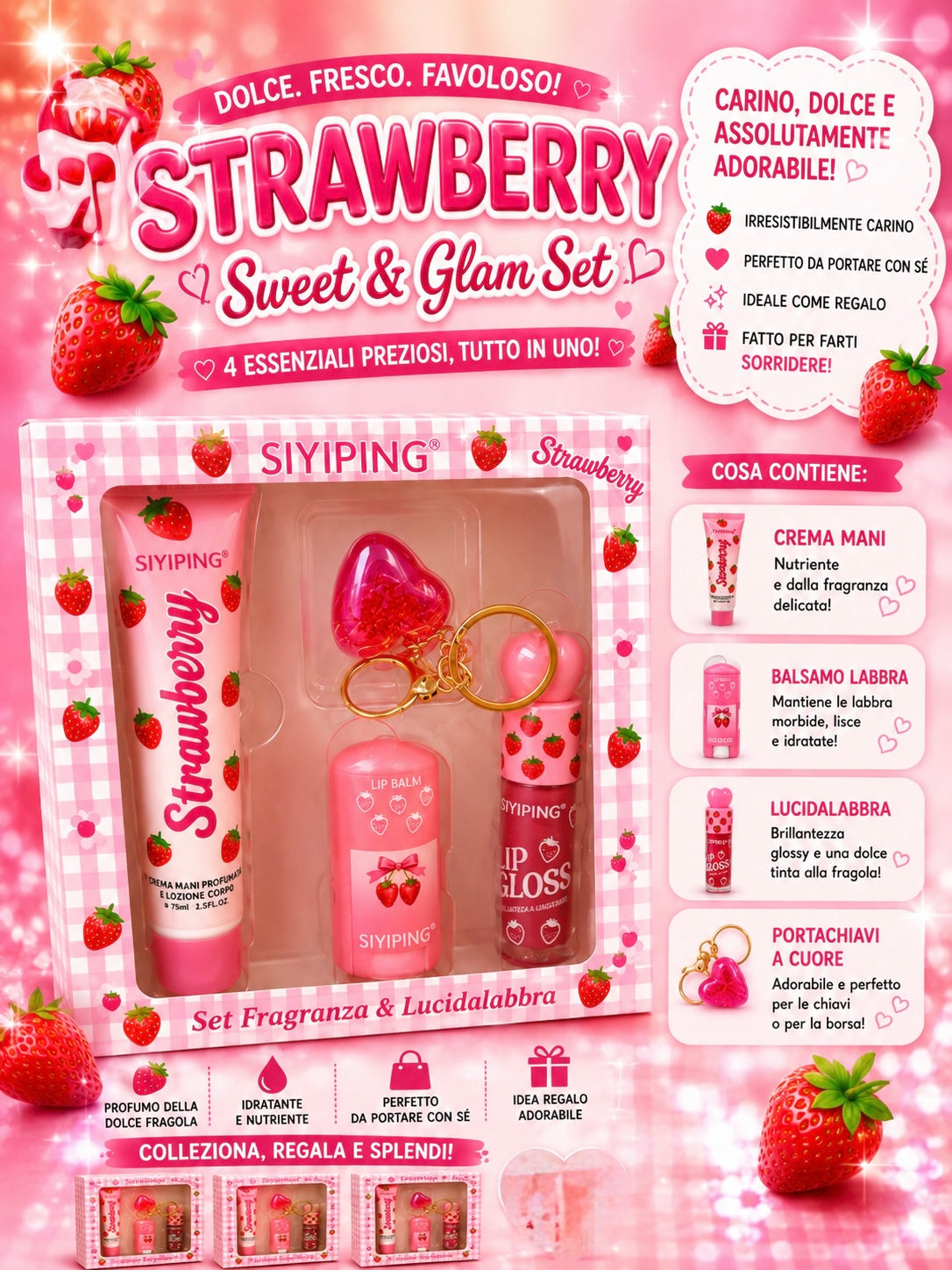 Strawberry Sweet & Glam Set