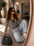 Maglia a Righe con Bottoncini