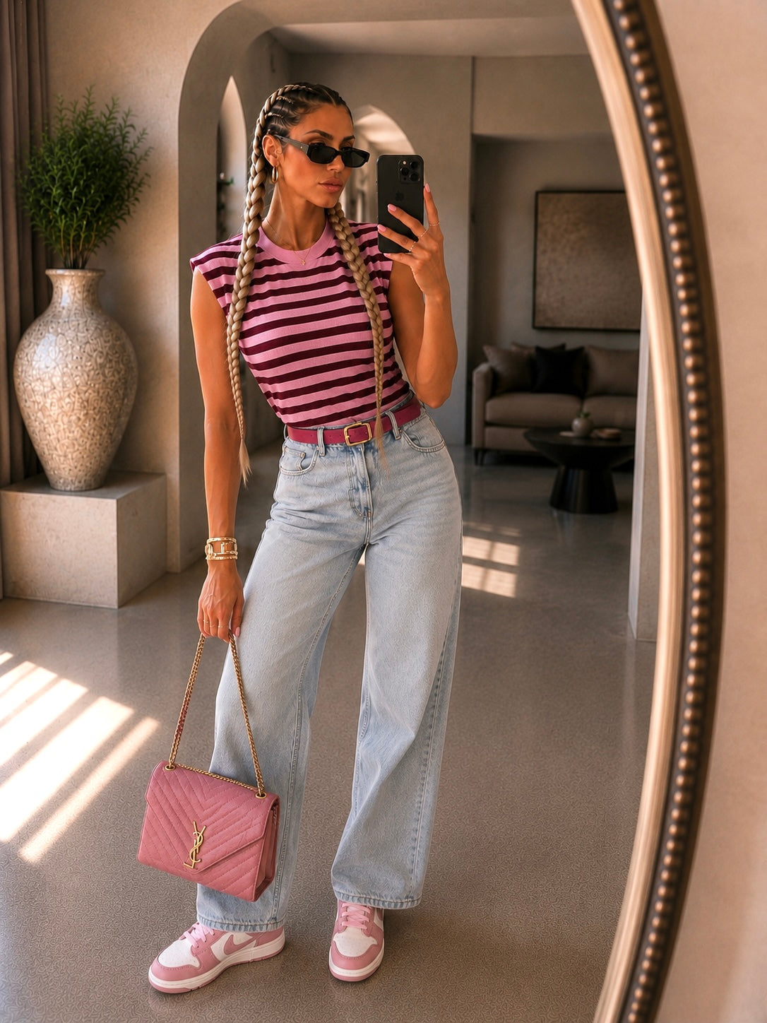 Top a Righe con Spalline imbottite