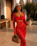 Bikini tre pezzi rosso in velo
