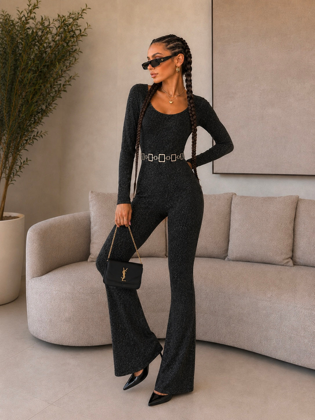 Tuta push up nero lurex