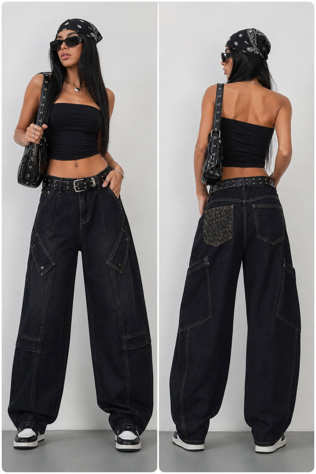Jeans Cargo Baggy “Urban Black” con Tasche Utility