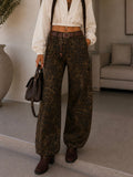 Jeans Ballon animalier con cintura e borchie