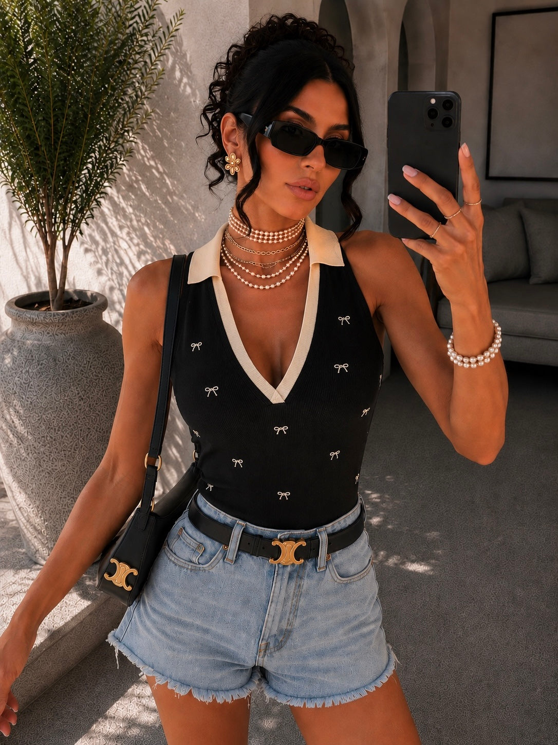 Body con fiocchetti e  colletto