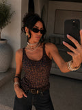Canotta animalier mesh leopardata