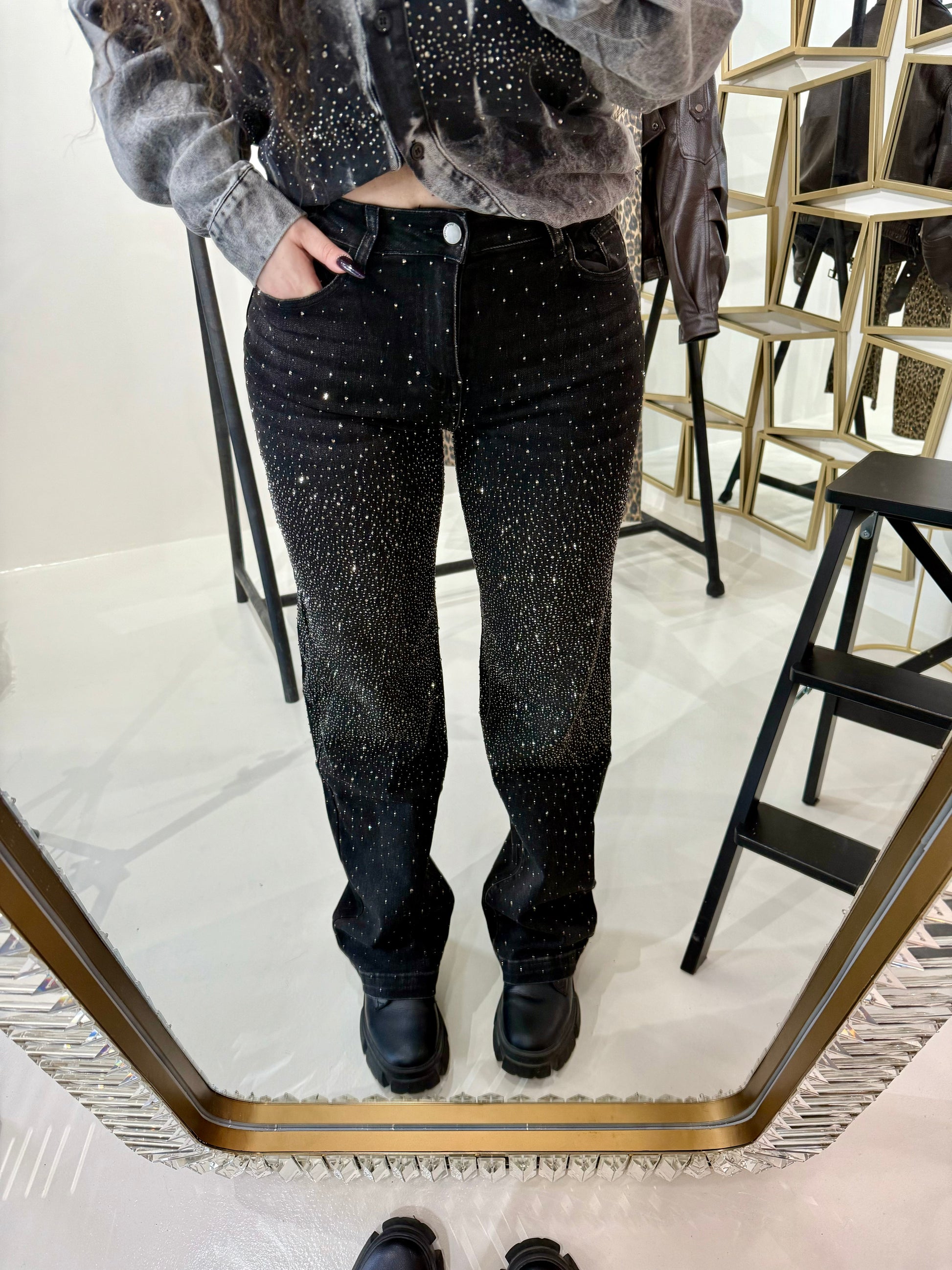 Jeans con strass 3 colori