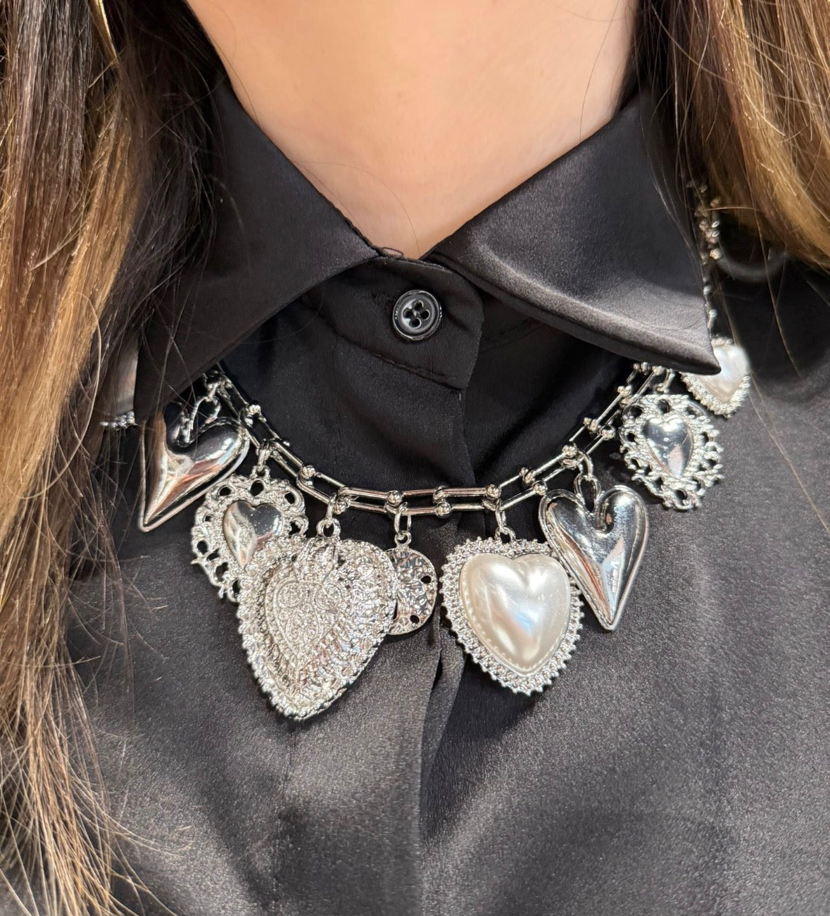 Collana cuori argento