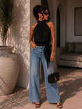 Top halter donna effetto chiffon