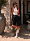 Bermuda Denim borchie Street