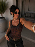 Canotta animalier mesh leopardata