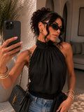 Top halter donna effetto chiffon