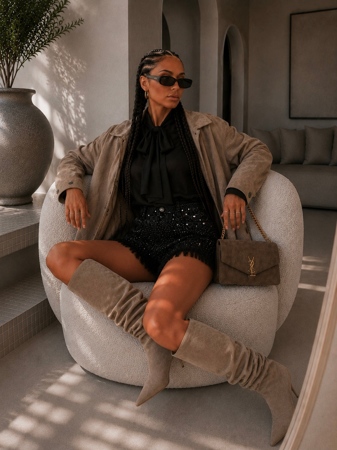 Short nero con brillantini
