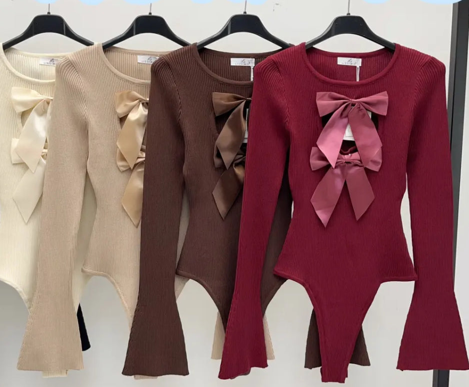 Body Maglia con Fiocchi in Raso
