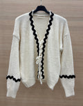 Cardigan con ricamo e lacci