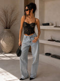 Top corsetto in pizzo trasparente