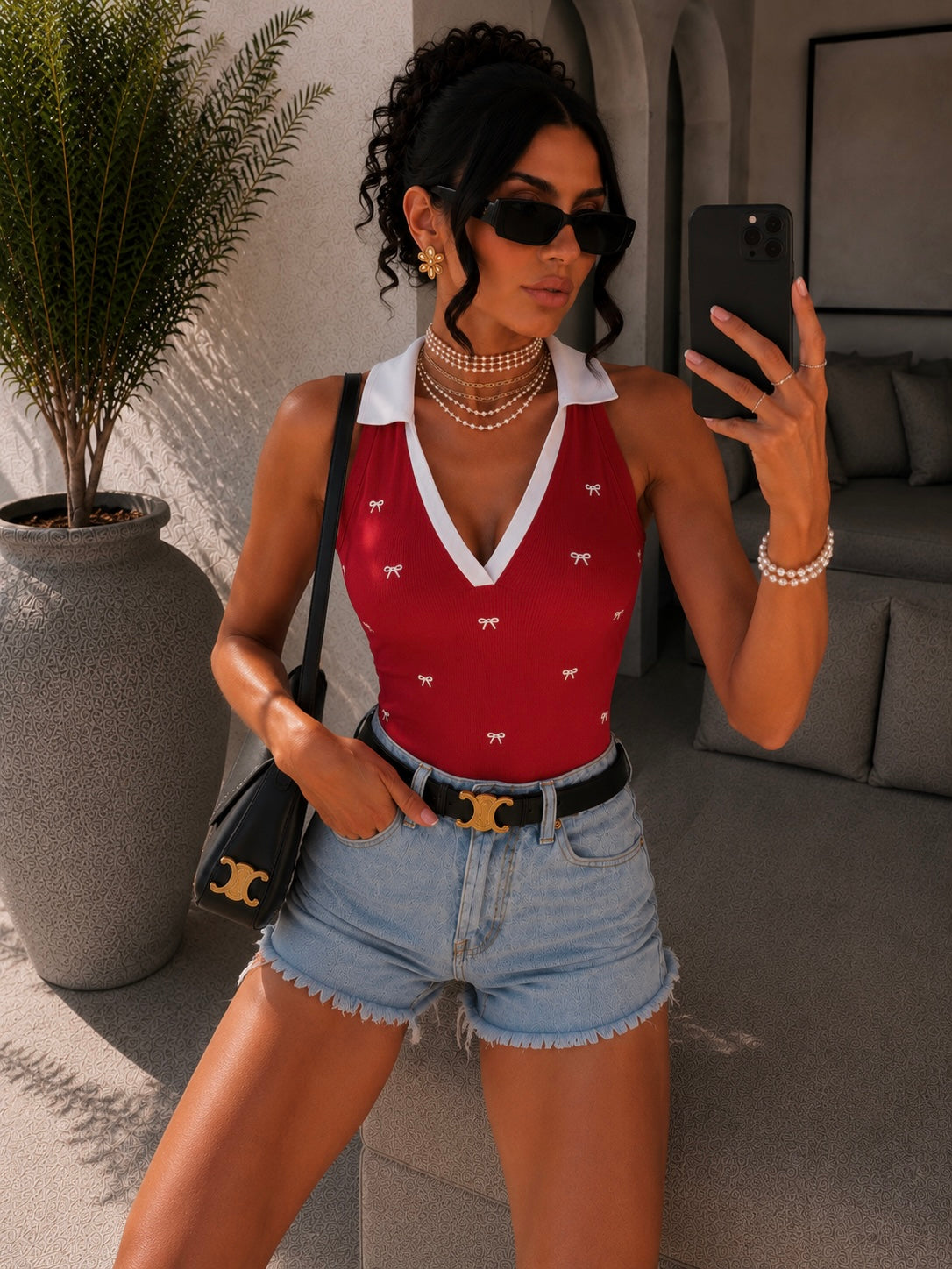 Body con fiocchetti e  colletto
