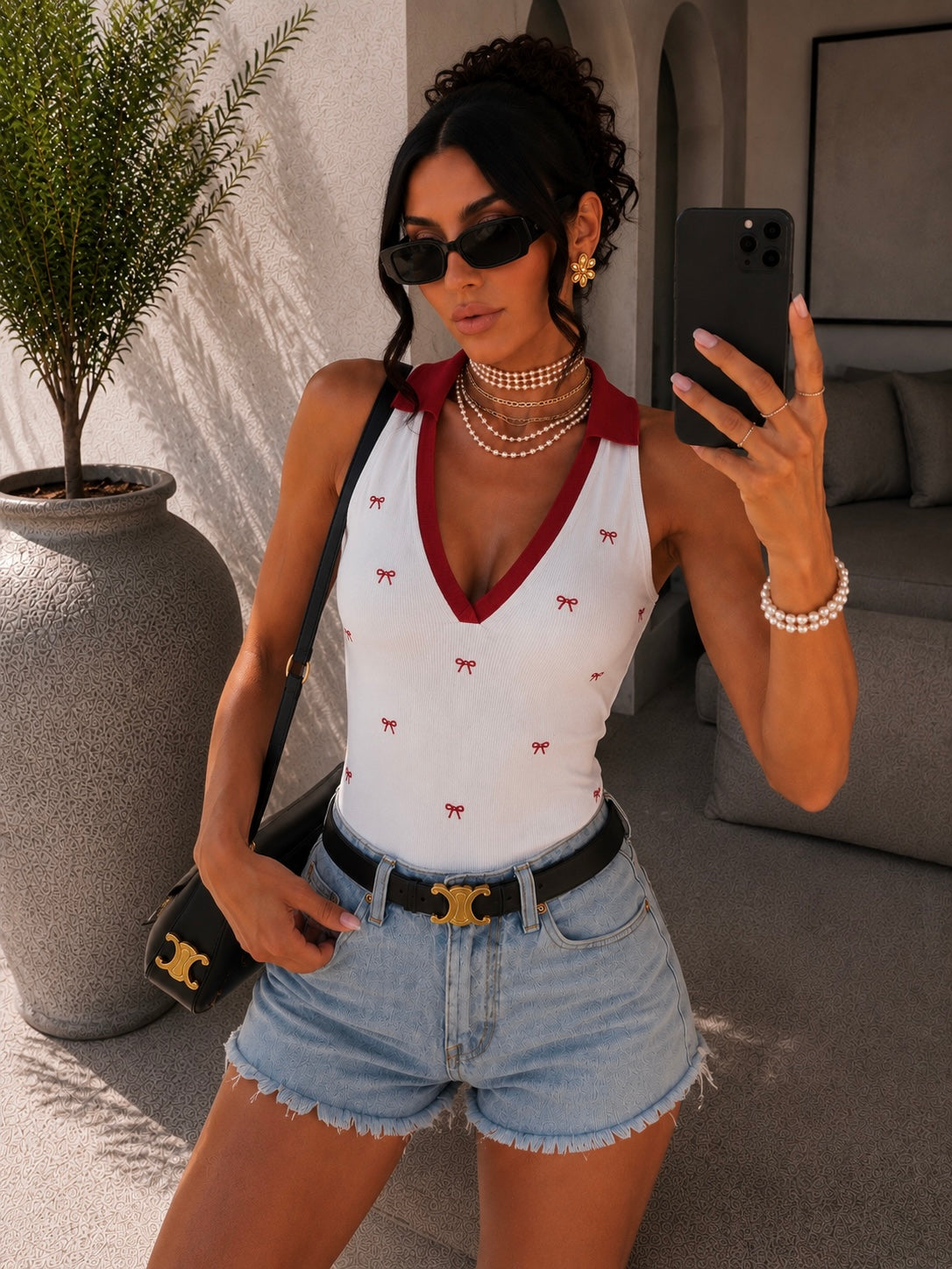 Body con fiocchetti e  colletto