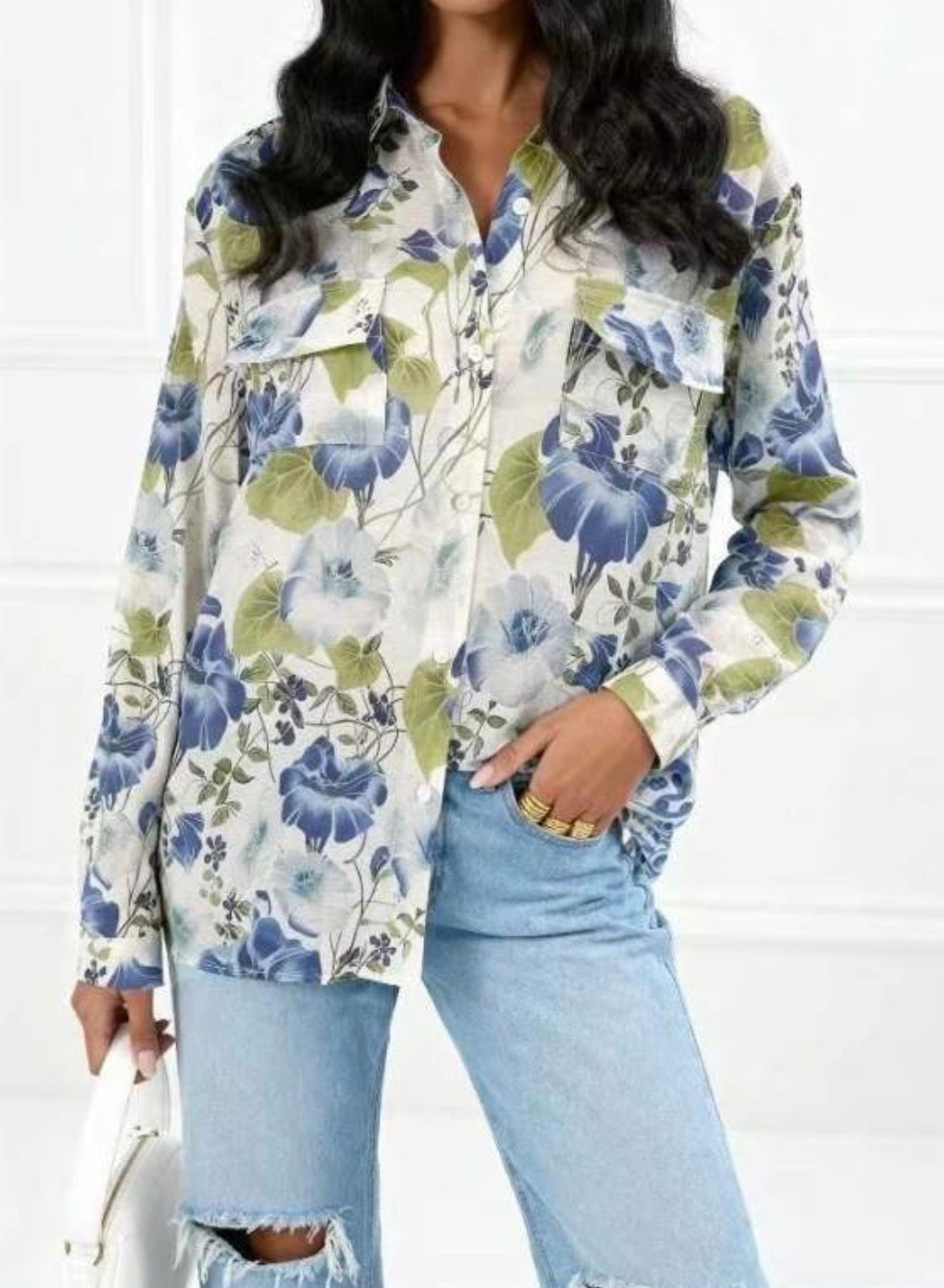 Camicia floreale in velo