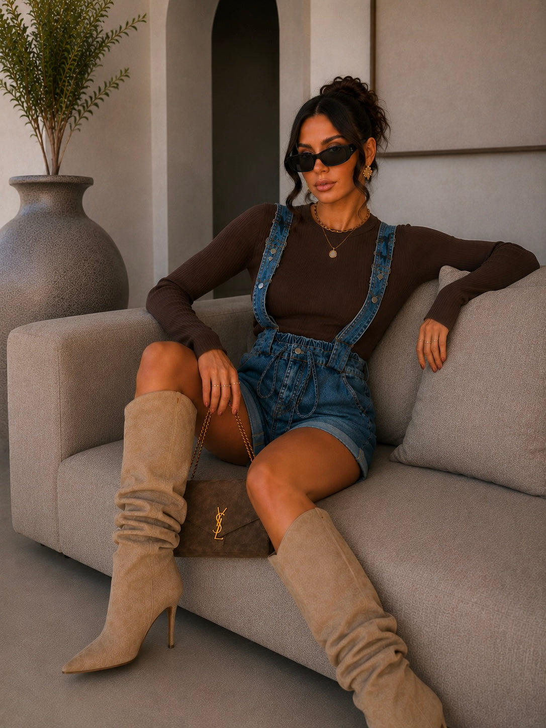 Salopette in jeans corta