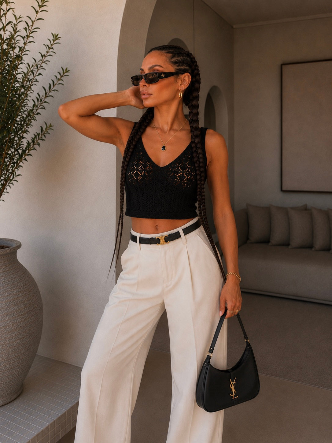 Top crochet con scollo a V