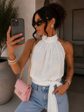 Top halter donna effetto chiffon