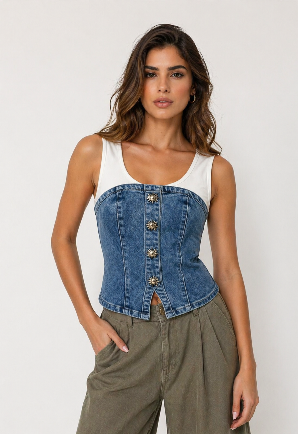 Top Corsetto Denim Chic “Urban Icon”