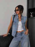 Gilet in jeans con spille