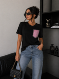 T-shirt tasca glitter pink