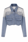 Giacca Denim Pearl Lace Cropped