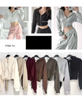 Felpa Cropped con zip e cappuccio